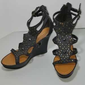 Black Wedges with Copper & Silver Accents